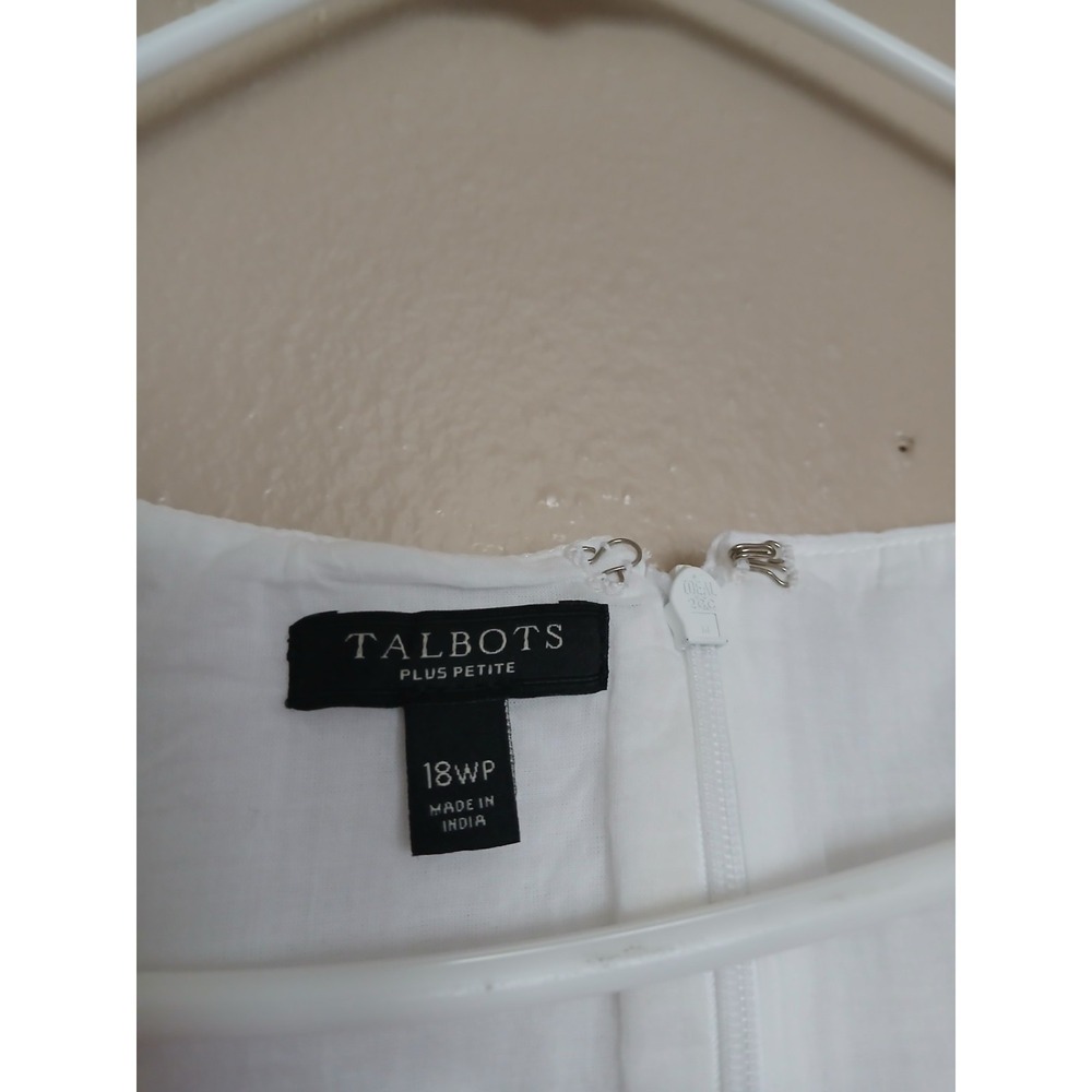 Talbots Dress 18w Petite Linen Embroidered Shift Resort Beach Cruise Bohemian - Picture 5 of 12